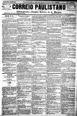 Correio paulistano [jornal], [s/n]. São Paulo-SP, 20 fev. 1883.