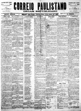 Correio paulistano [jornal], [s/n]. São Paulo-SP, 19 abr. 1893.
