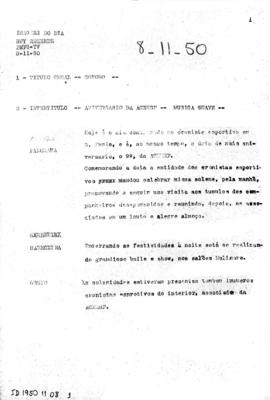 TV Tupi [emissora]. Imagens do Dia [programa]. Roteiro [televisivo], 08 nov. 1950.