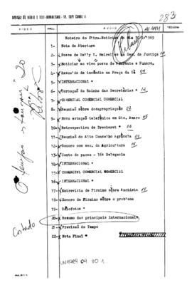 TV Tupi [emissora]. Ultra Notícias [programa]. Roteiro [televisivo], 30 set. 1969.