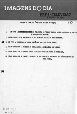 TV Tupi [emissora]. Revista Feminina [programa]. Roteiro [televisivo], 02 fev. 1961.