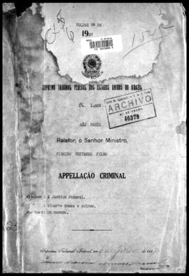 Processo... [apelação criminal], nª 1009/1927. [São Paulo-SP?], 1927. v. 23