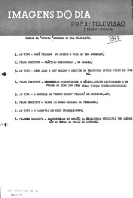 TV Tupi [emissora]. Revista Feminina [programa]. Roteiro [televisivo], 26 fev. 1960.
