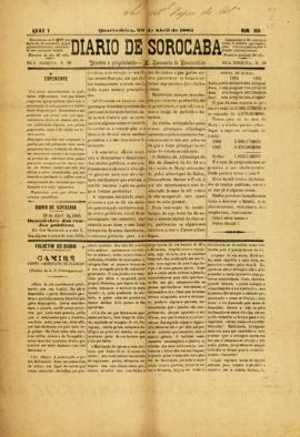 Diario de Sorocaba [jornal], a. 5, n. 908. Sorocaba-SP, 29 abr. 1885.
