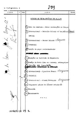 TV Tupi [emissora]. Ultra Notícias [programa]. Roteiro [televisivo], 29 jan. 1969.