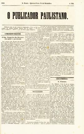 O Publicador paulistano [jornal], n. 154. São Paulo-SP, 15 set. 1859.