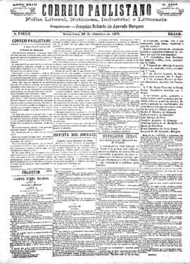 Correio paulistano [jornal], [s/n]. São Paulo-SP, 20 out. 1876.