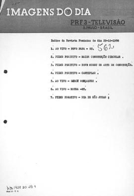 TV Tupi [emissora]. Revista Feminina [programa]. Roteiro [televisivo], 29 out. 1958.