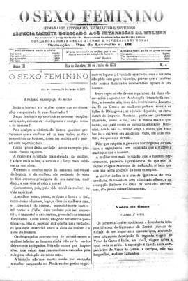 O Sexo feminino [jornal], a. 3, n. 4. Campanha-MG, 30 jun. 1889.