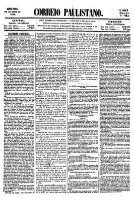 Correio paulistano [jornal], [s/n]. São Paulo-SP, 25 abr. 1856.