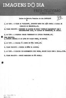 TV Tupi [emissora]. Revista Feminina [programa]. Roteiro [televisivo], 10 ago. 1960.
