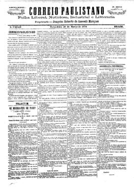 Correio paulistano [jornal], [s/n]. São Paulo-SP, 28 mar. 1876.