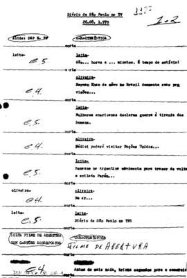 TV Tupi [emissora]. Diário de São Paulo na T.V. [programa]. Roteiro [televisivo], 26 ago. 1970.