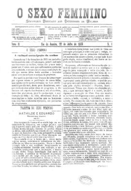 O Sexo feminino [jornal], a. 2, n. 1. Campanha-MG, 22 jul. 1875.