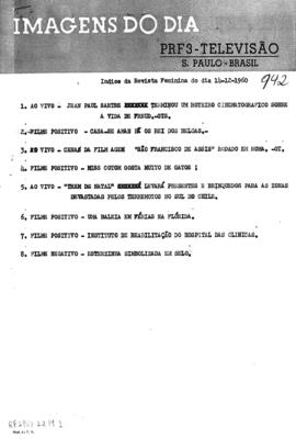 TV Tupi [emissora]. Revista Feminina [programa]. Roteiro [televisivo], 14 dez. 1960.