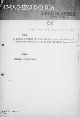 TV Tupi [emissora]. Diário de São Paulo na T.V. [programa]. Roteiro [televisivo], 07 nov. 1958.