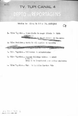 TV Tupi [emissora]. Diário de São Paulo na T.V. [programa]. Roteiro [televisivo], 28 set. 1964.