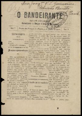 O Bandeirante [jornal], a. 1, n. 2. [São Paulo]-SP, 31 jul. 1900.