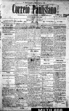 Correio paulistano [jornal], [s/n]. São Paulo-SP, 29 abr. 1881.