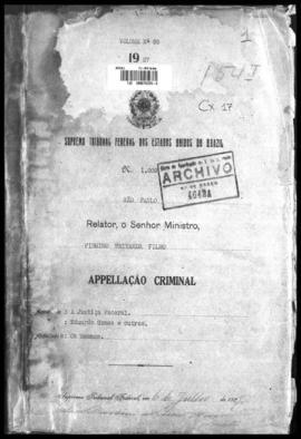 Processo... [apelação criminal], nª 1009/1927. [São Paulo-SP?], 1927. v. 69