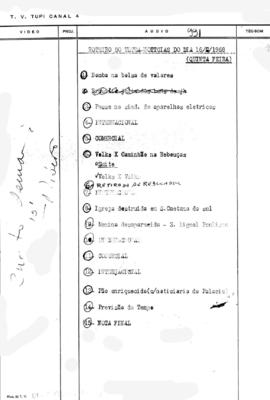 TV Tupi [emissora]. Ultra Notícias [programa]. Roteiro [televisivo], 16 mai. 1968.