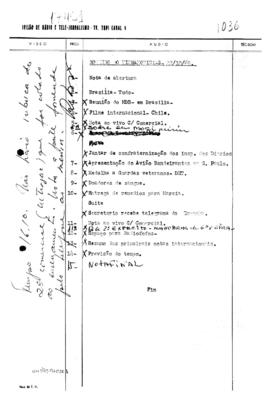 TV Tupi [emissora]. Ultra Notícias [programa]. Roteiro [televisivo], 22 out. 1969.