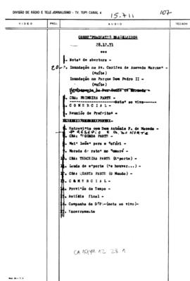 TV Tupi [emissora]. Correspondentes Brasileiros Associados [programa]. Roteiro [televisivo], 28 dez. 1971.