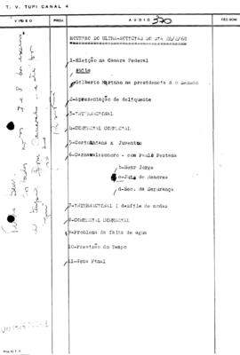 TV Tupi [emissora]. Ultra Notícias [programa]. Roteiro [televisivo], 24 fev. 1968.