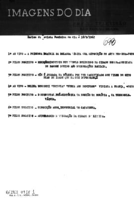 TV Tupi [emissora]. Revista Feminina [programa]. Roteiro [televisivo], 18 set. 1962.