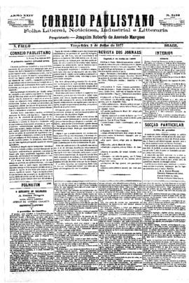 Correio paulistano [jornal], [s/n]. São Paulo-SP, 03 jul. 1877.