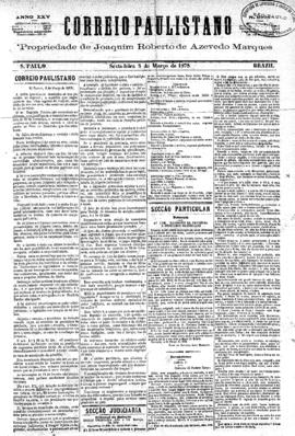 Correio paulistano [jornal], [s/n]. São Paulo-SP, 08 mar. 1878.