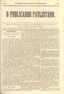 O Publicador paulistano [jornal], n. 20. São Paulo-SP, 09 out. 1857.