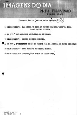 TV Tupi [emissora]. Revista Feminina [programa]. Roteiro [televisivo], 05 set. 1961.