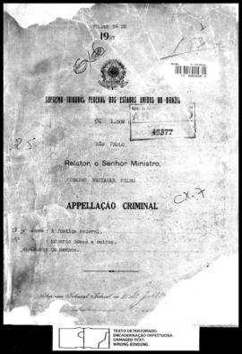 Processo... [apelação criminal], nª 1009/1927. [São Paulo-SP?], 1927. v. 25