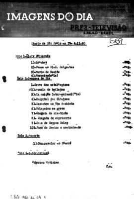 TV Tupi [emissora]. Diário de São Paulo na T.V. [programa]. Roteiro [televisivo], 04 nov. 1960.