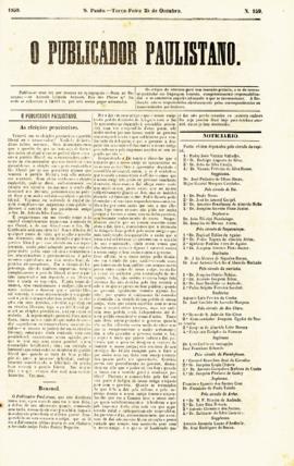 O Publicador paulistano [jornal], n. 159. São Paulo-SP, 25 out. 1859.