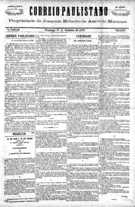 Correio paulistano [jornal], [s/n]. São Paulo-SP, 27 out. 1878.