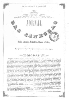 O Jornal das senhoras [jornal], t. 3, [s/n]. Rio de Janeiro-RJ, 17 abr. 1853.