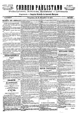 Correio paulistano [jornal], [s/n]. São Paulo-SP, 13 nov. 1877.