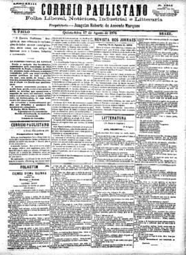 Correio paulistano [jornal], [s/n]. São Paulo-SP, 17 ago. 1876.