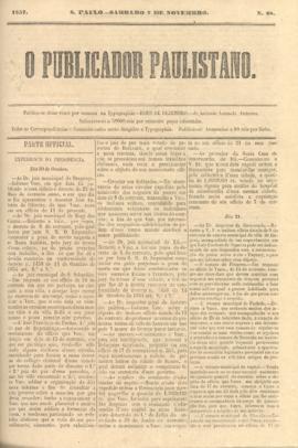O Publicador paulistano [jornal], n. 28. São Paulo-SP, 07 nov. 1857.