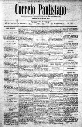 Correio paulistano [jornal], [s/n]. São Paulo-SP, 01 jun. 1881.