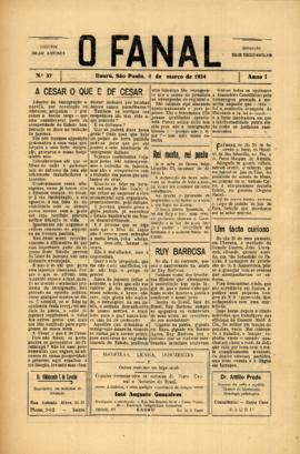 O Fanal [jornal], a. 1, n. 37. Bauru-SP, 04 mar. 1934.