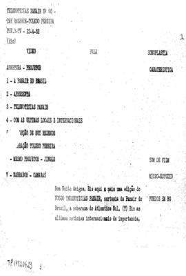 TV Tupi [emissora]. Telenotícias Panair [programa]. Roteiro [televisivo], 23 abr. 1952.