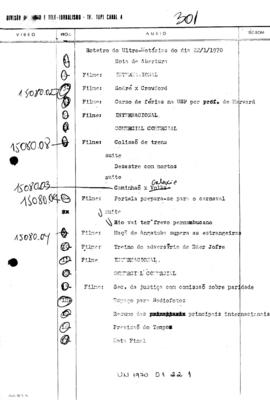 TV Tupi [emissora]. Ultra Notícias [programa]. Roteiro [televisivo], 22 jan. 1970.