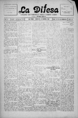 La Difesa [jornal], a. 3, n. 34. São Paulo-SP, 23 ago. 1925.