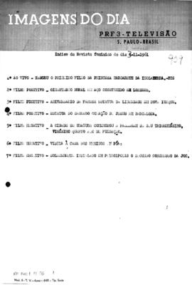 TV Tupi [emissora]. Revista Feminina [programa]. Roteiro [televisivo], 03 nov. 1961.