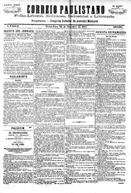 Correio paulistano [jornal], [s/n]. São Paulo-SP, 16 out. 1877.