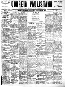 Correio paulistano [jornal], [s/n]. São Paulo-SP, 13 abr. 1893.
