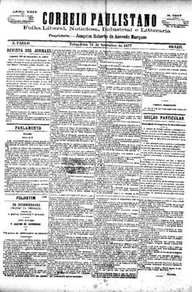 Correio paulistano [jornal], [s/n]. São Paulo-SP, 25 set. 1877.